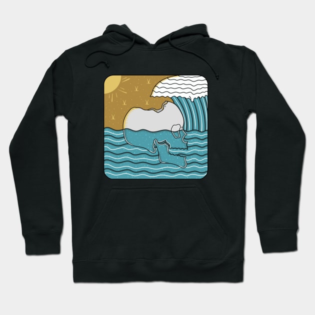 Blue Waves and Skull Hoodie by cufives